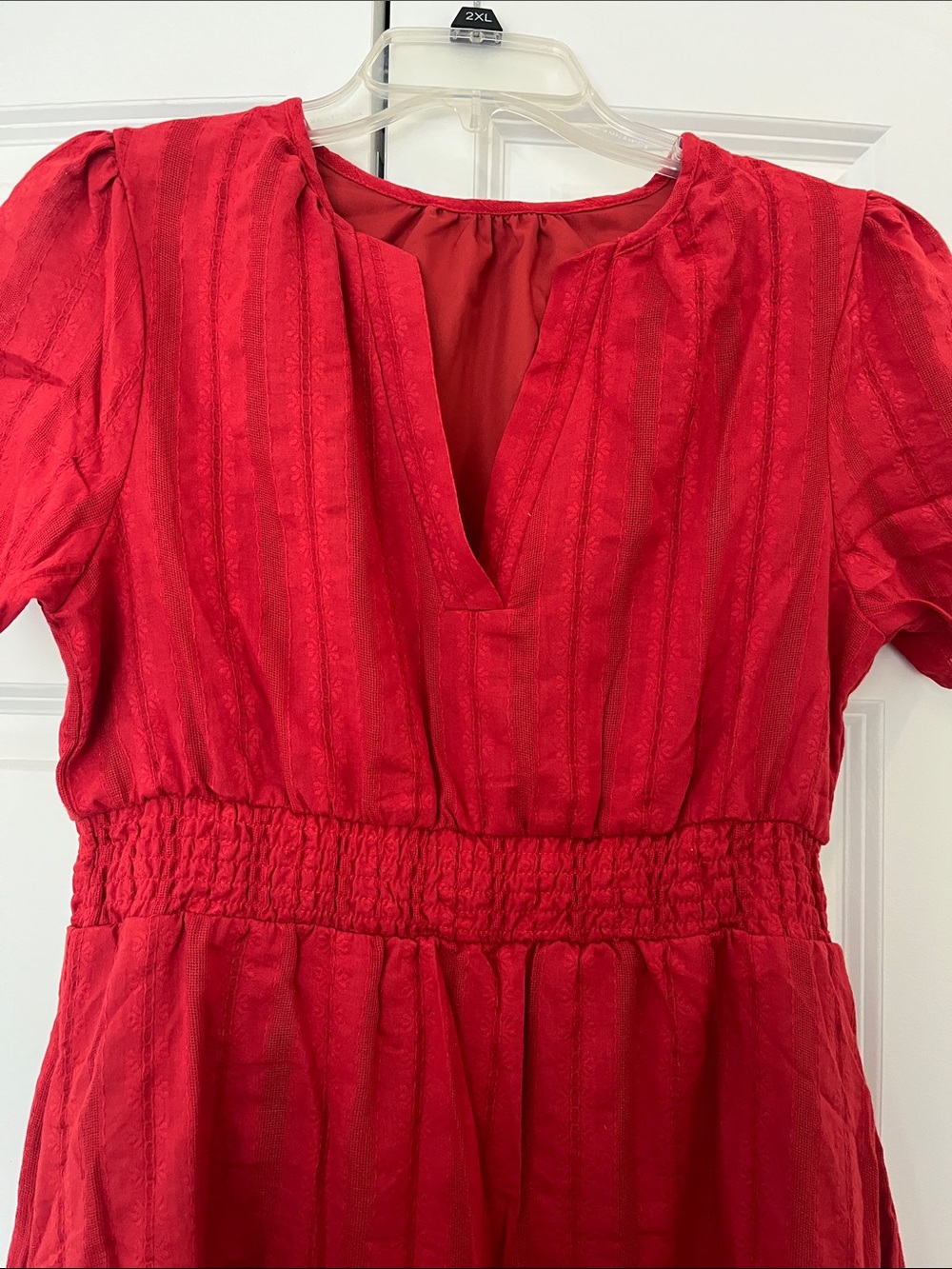 Red Tiered Cotton Midi Dress - Sm/Med. - Picture 4 of 7